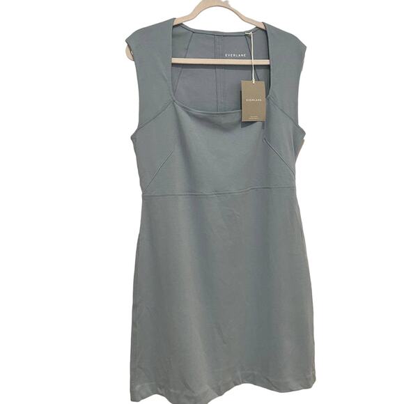 Everlane The 90's Cap Sleeve Cotton Mini Dress in Blue size L nwt - Picture 2 of 5